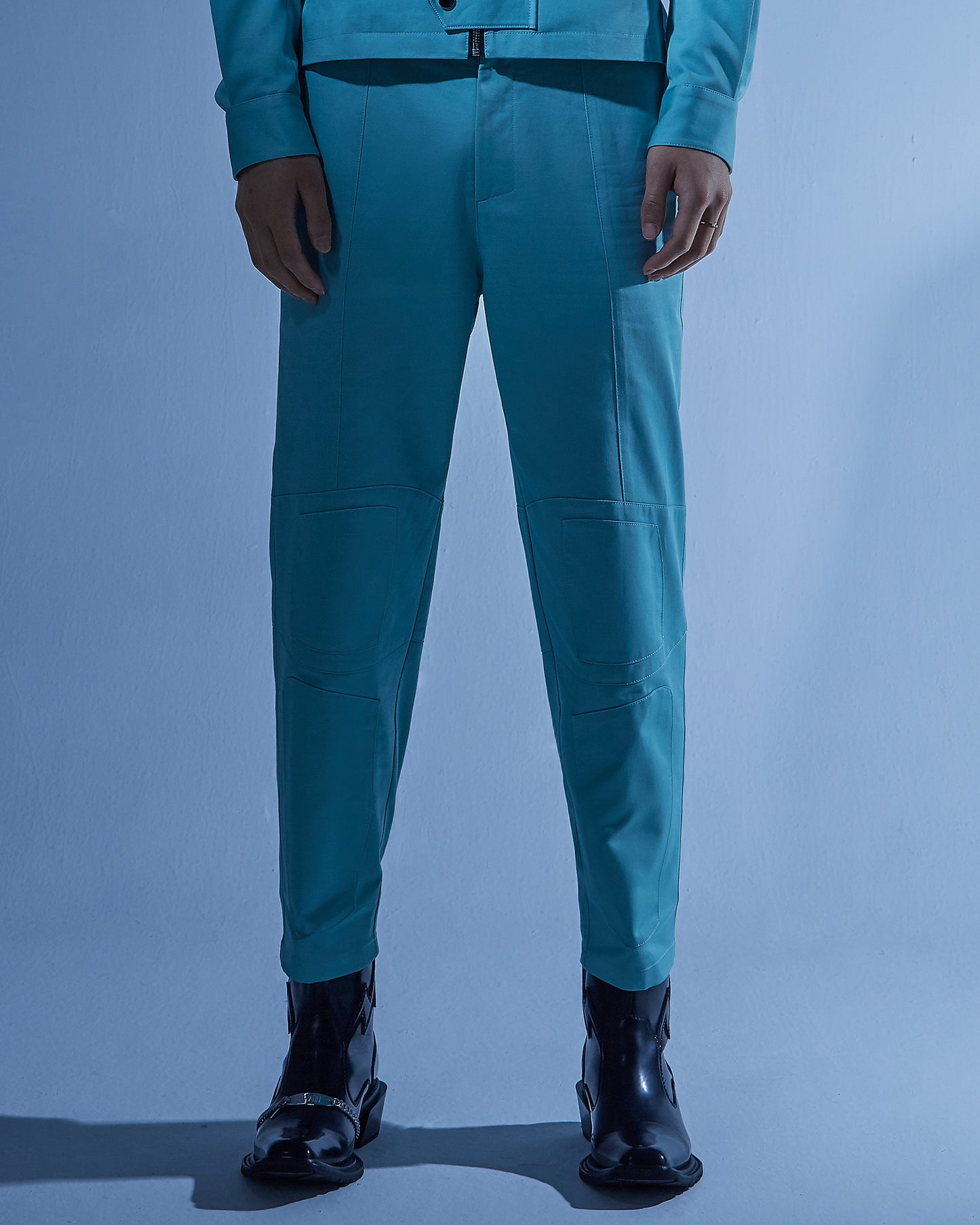 Turquoise workwear chino trousers