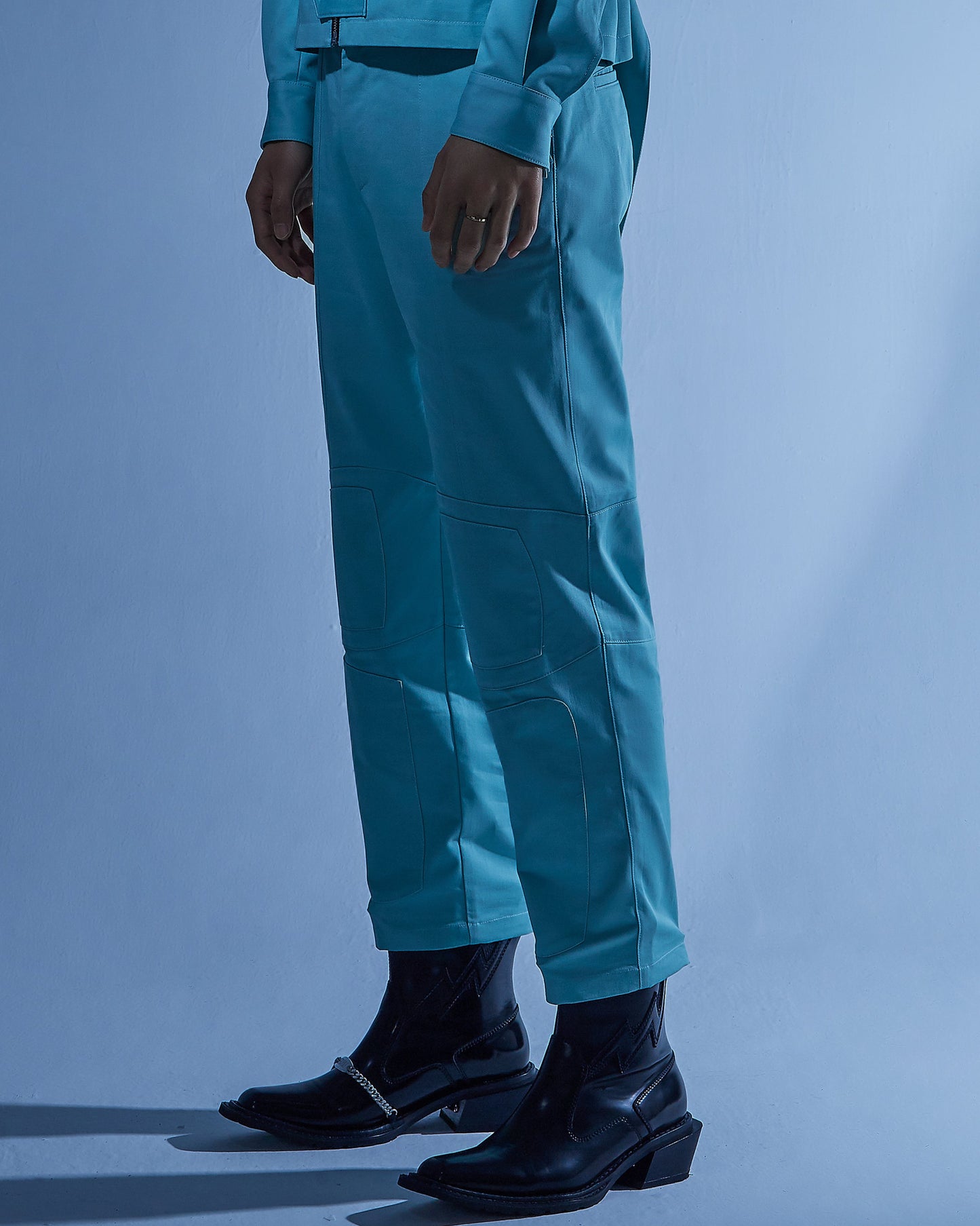 Turquoise workwear chino trousers