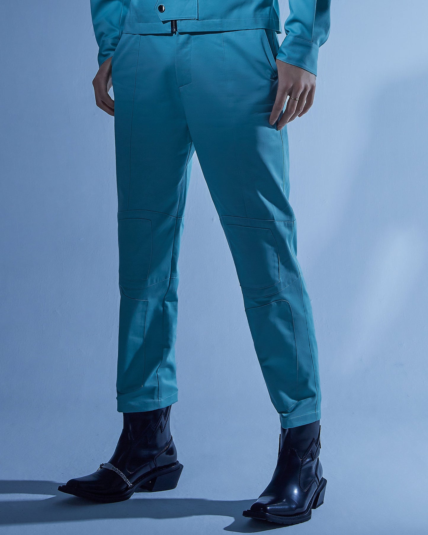 Turquoise workwear chino trousers