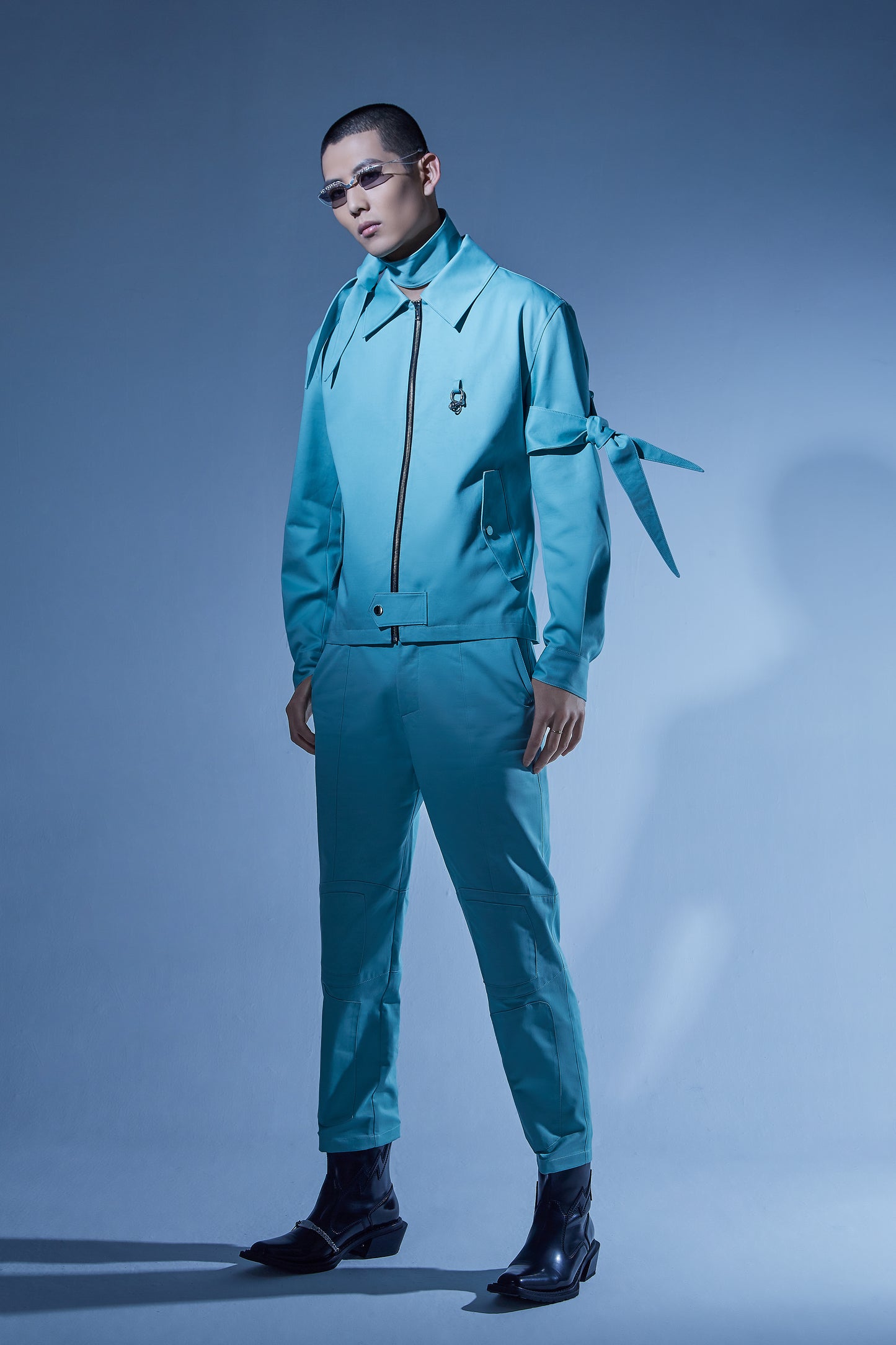 Turquoise workwear chino trousers