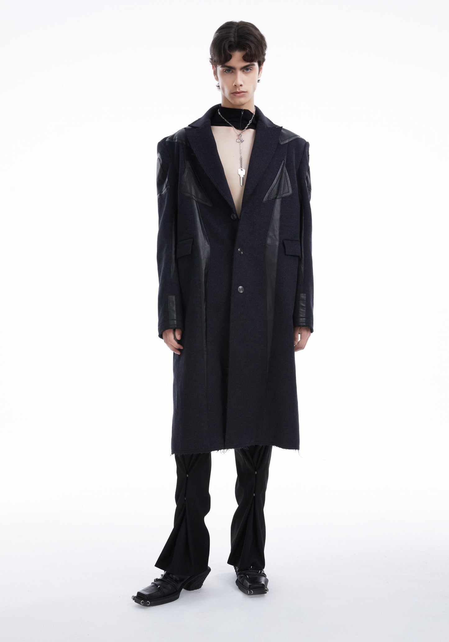 Charcoal Black Racing wool coat