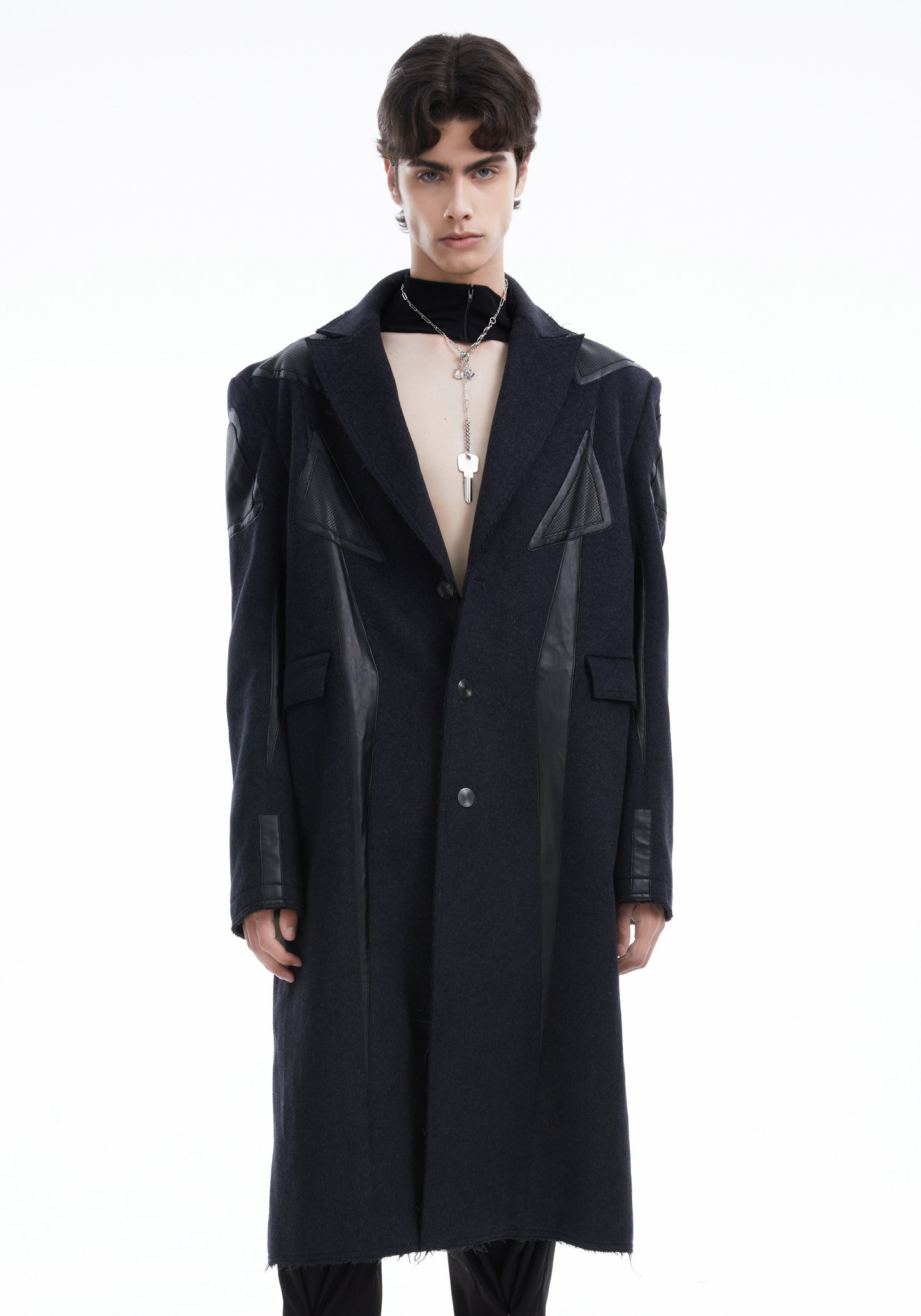 Charcoal Black Racing wool coat