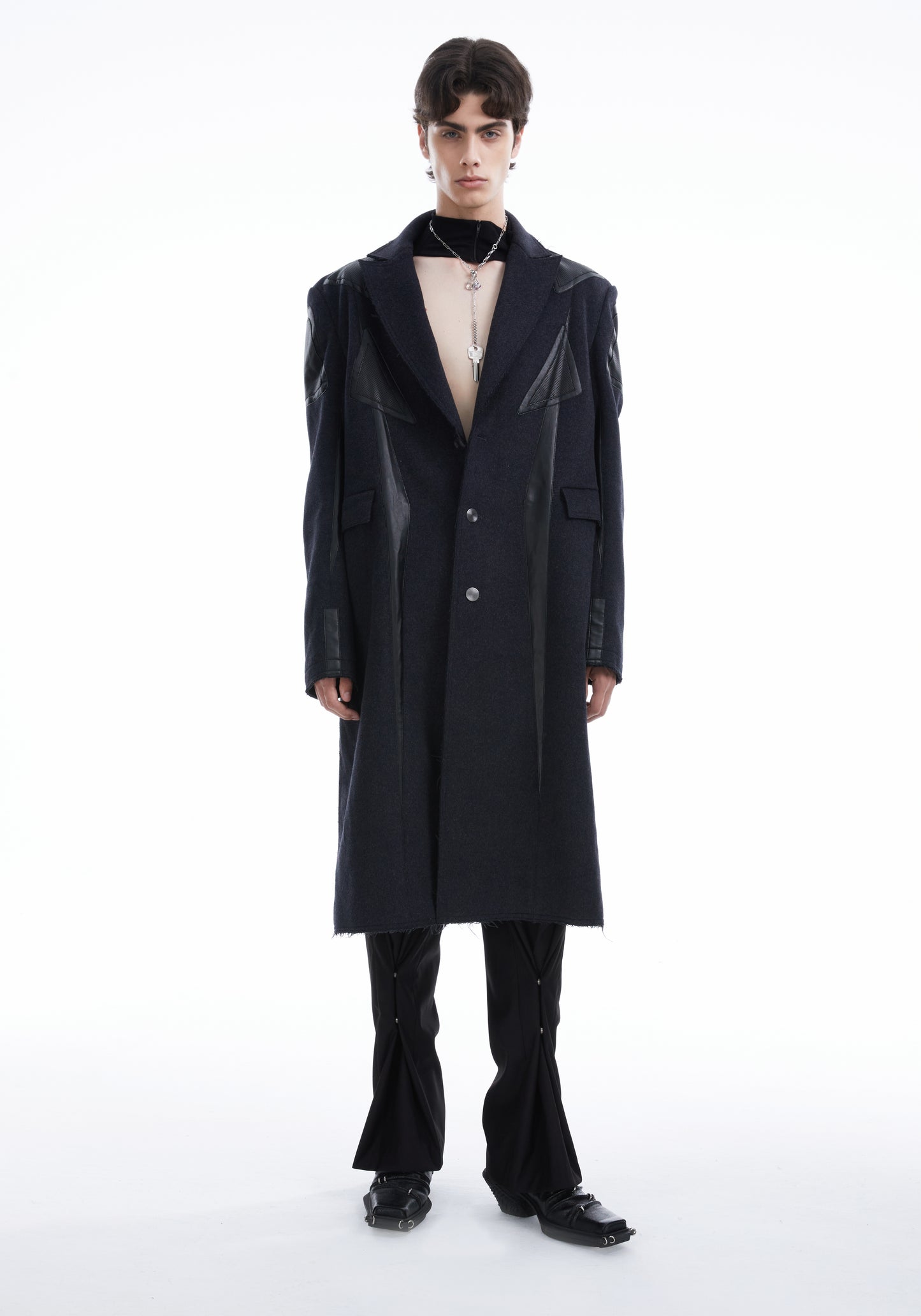 Charcoal Black Racing wool coat