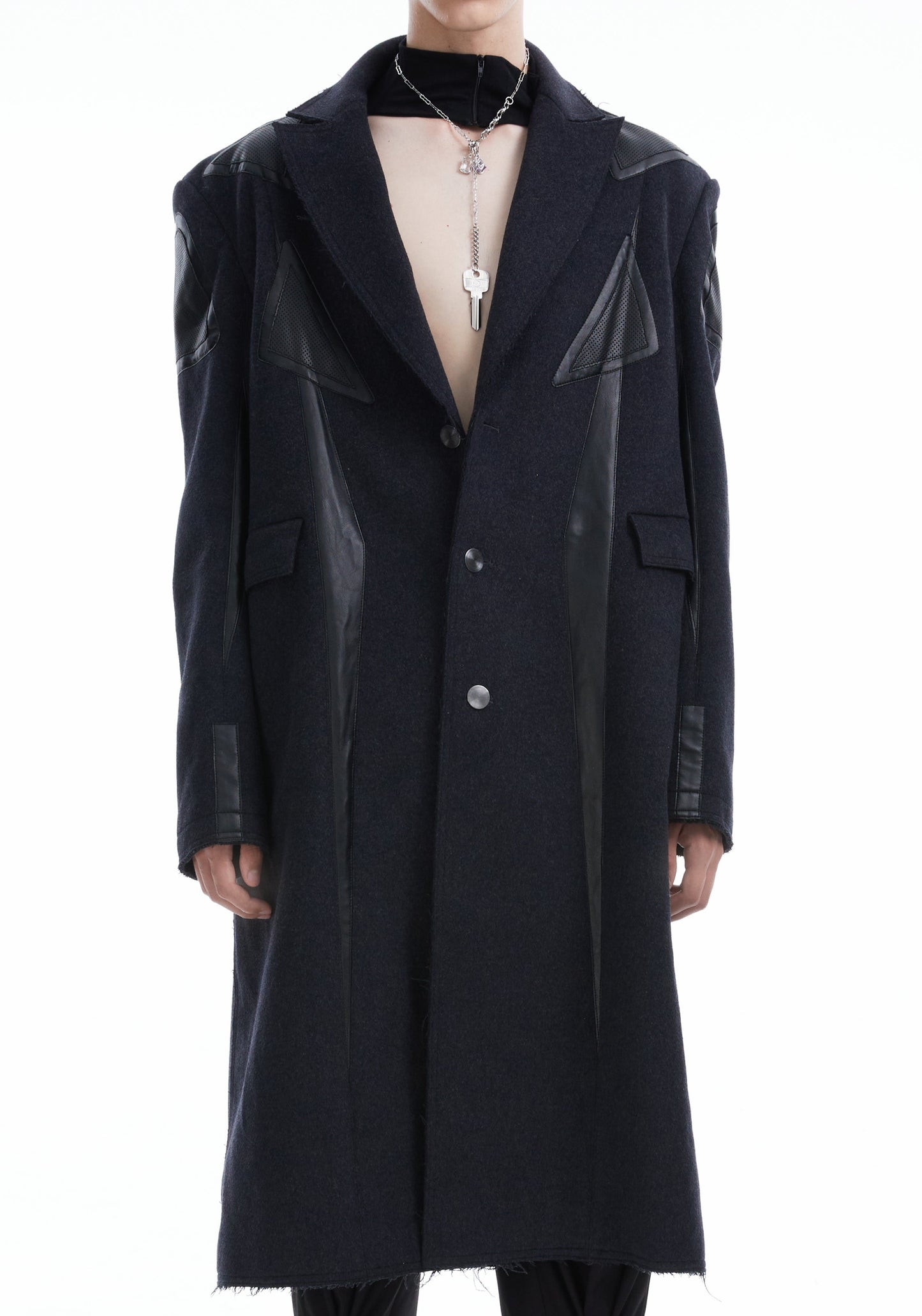 Charcoal Black Racing wool coat