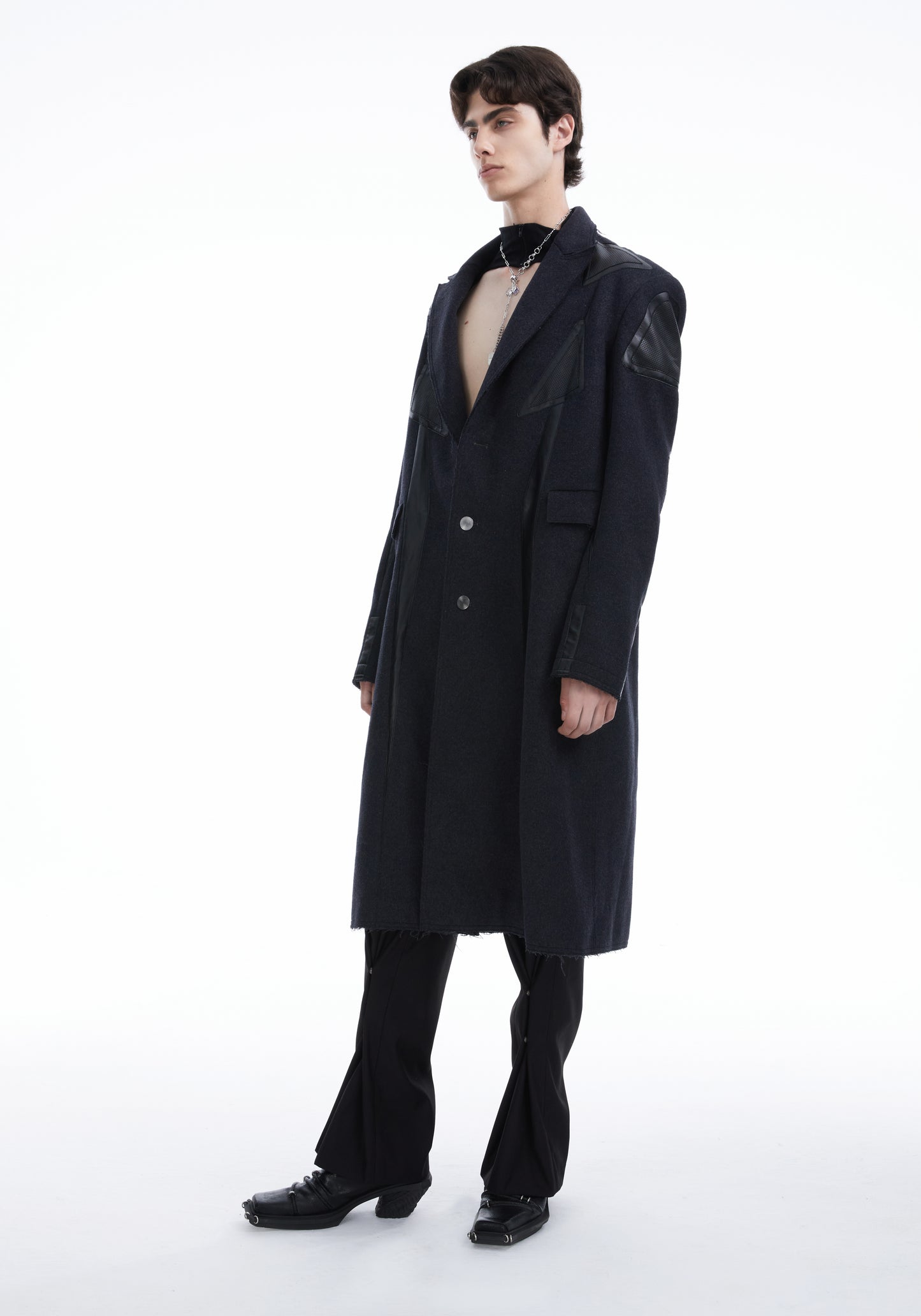 Charcoal Black Racing wool coat