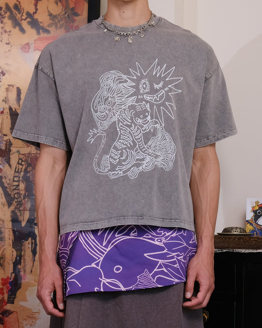 Mythical tiger Grey crop T-shirt
