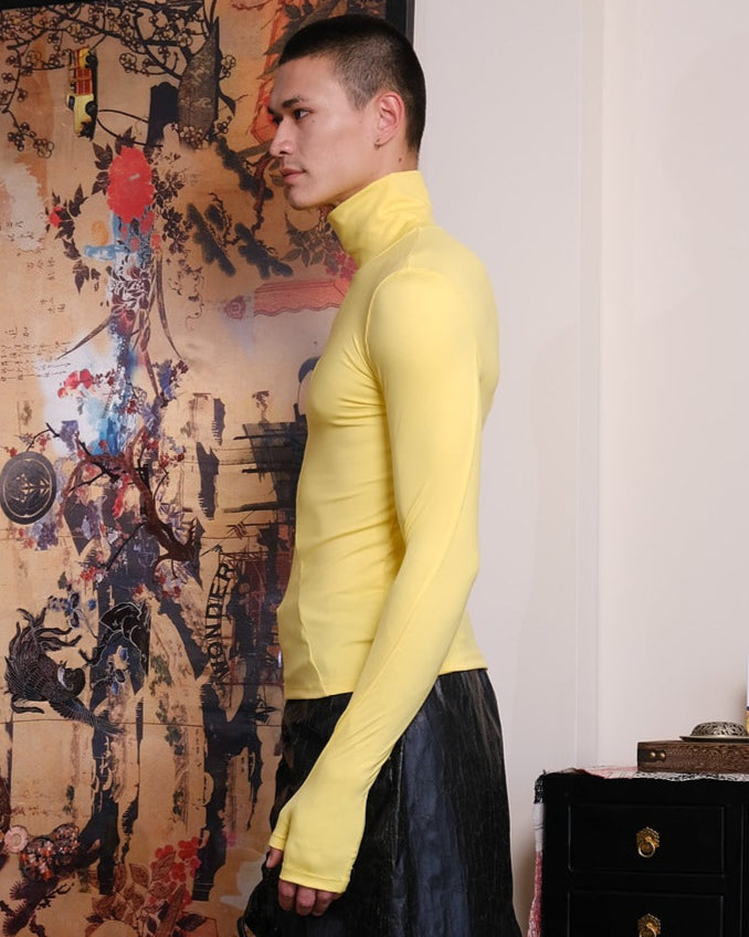 Yellow cutout long sleeve top