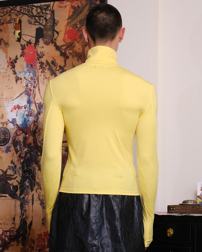 Yellow cutout long sleeve top