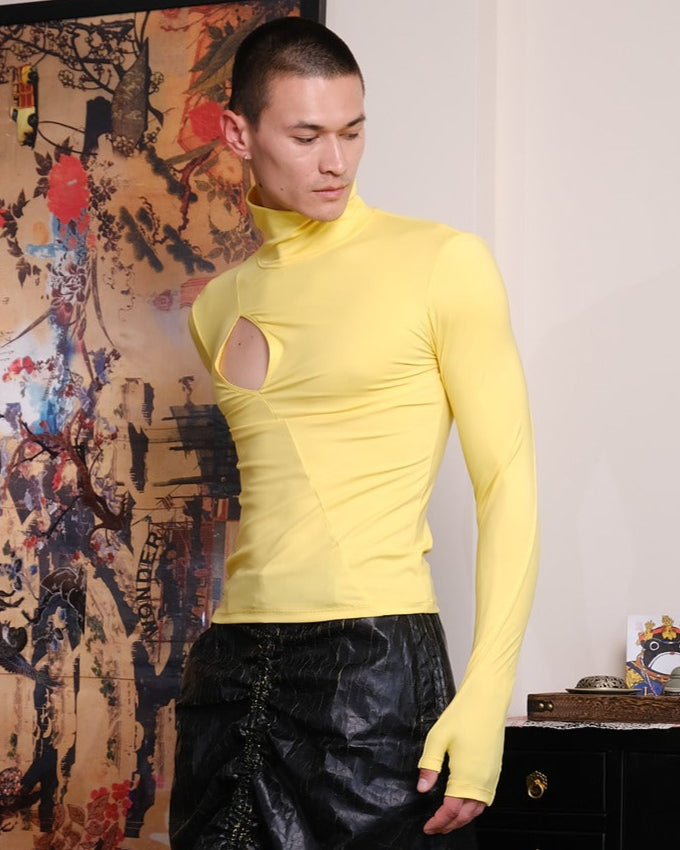 Yellow cutout long sleeve top