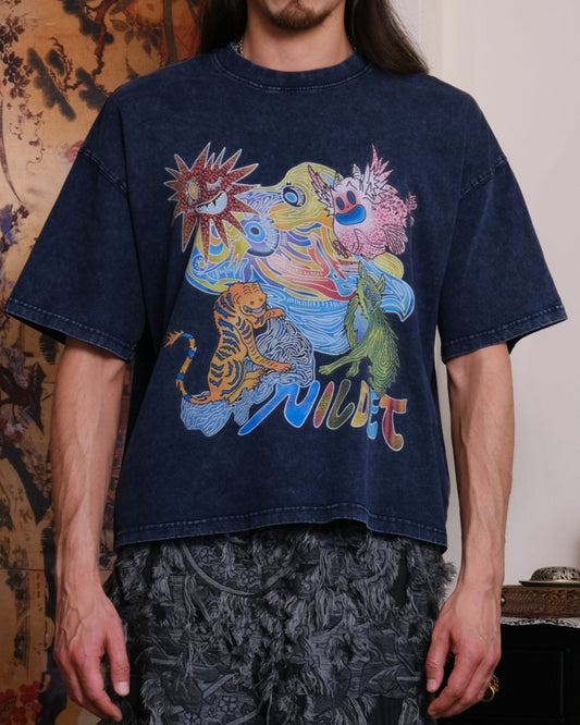 Mythical creatures Navy crop T-shirt