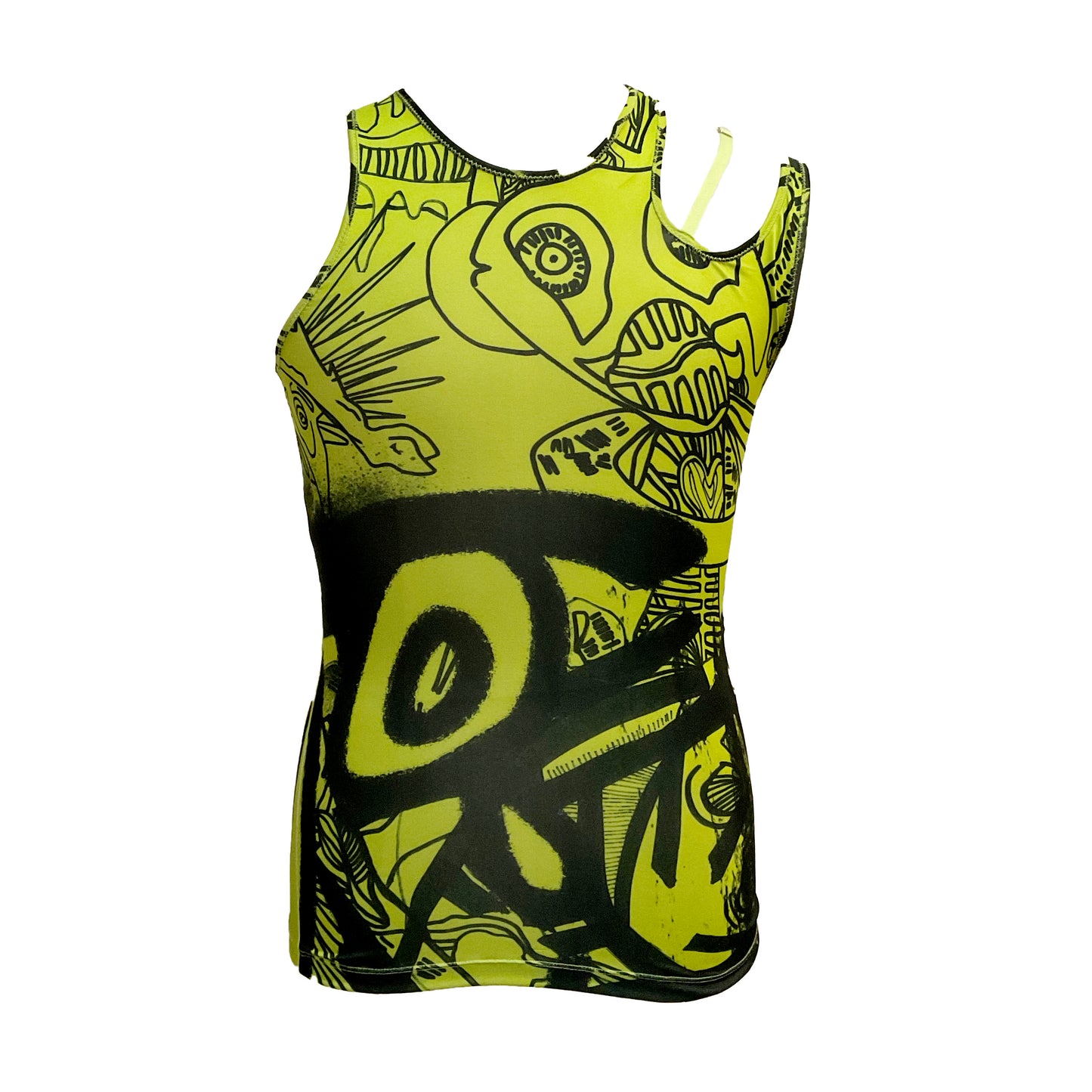Neon graffiti cutout tank vest