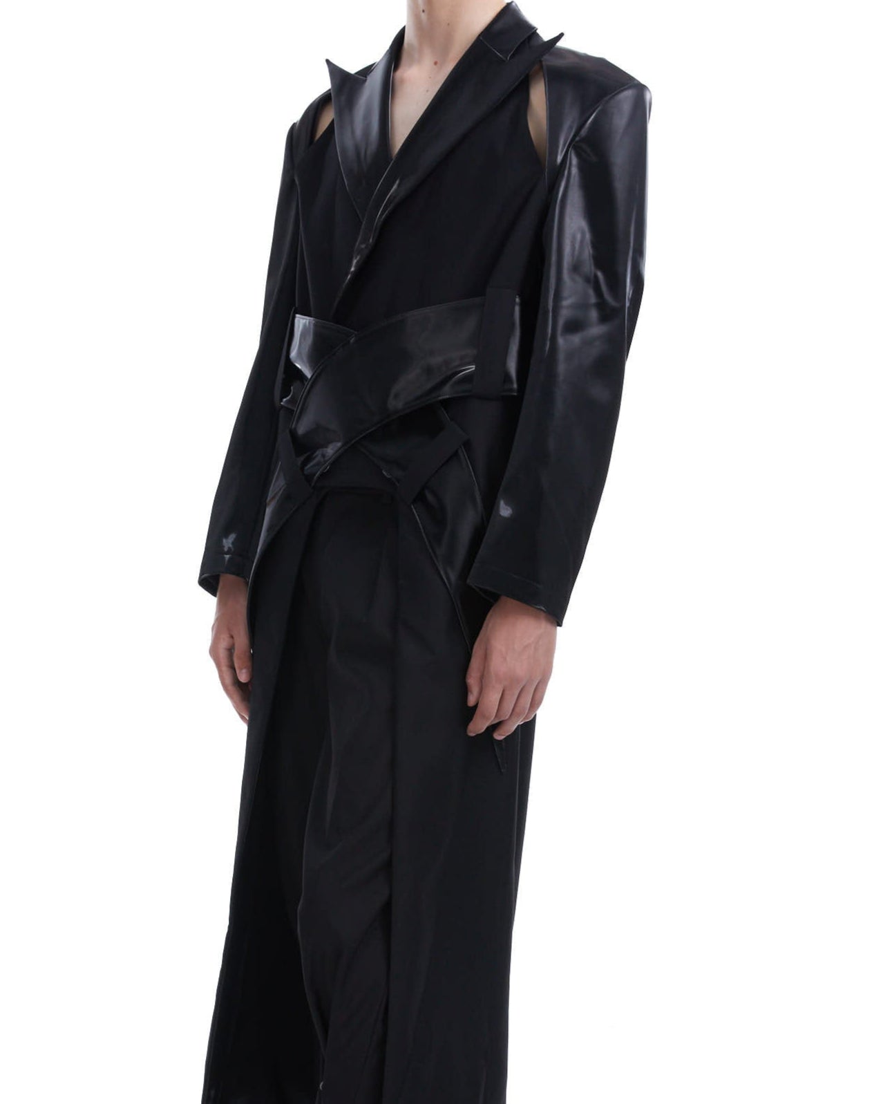 Metallic leather sleeves Trench coat