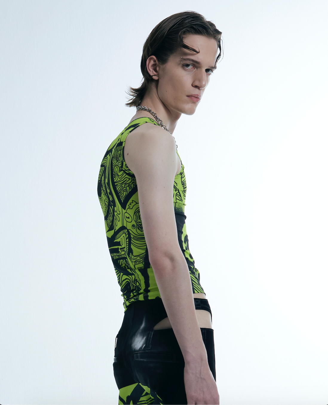Neon graffiti cutout tank vest