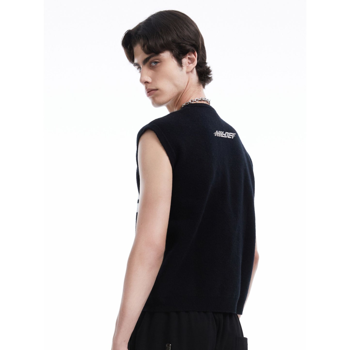 Black graphic wool vest