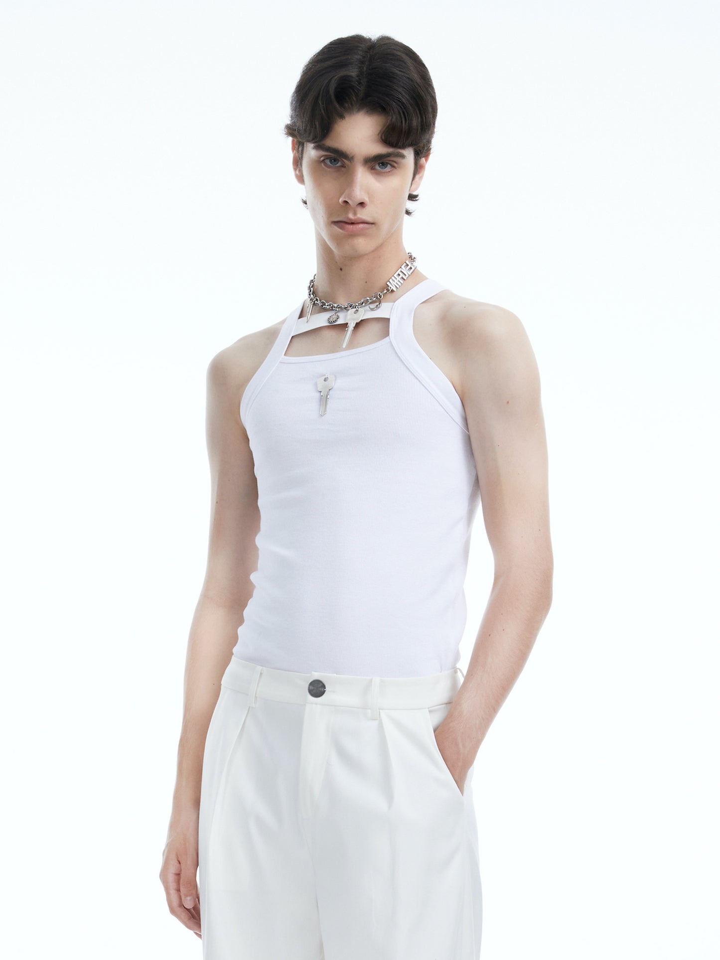White cut-out vest