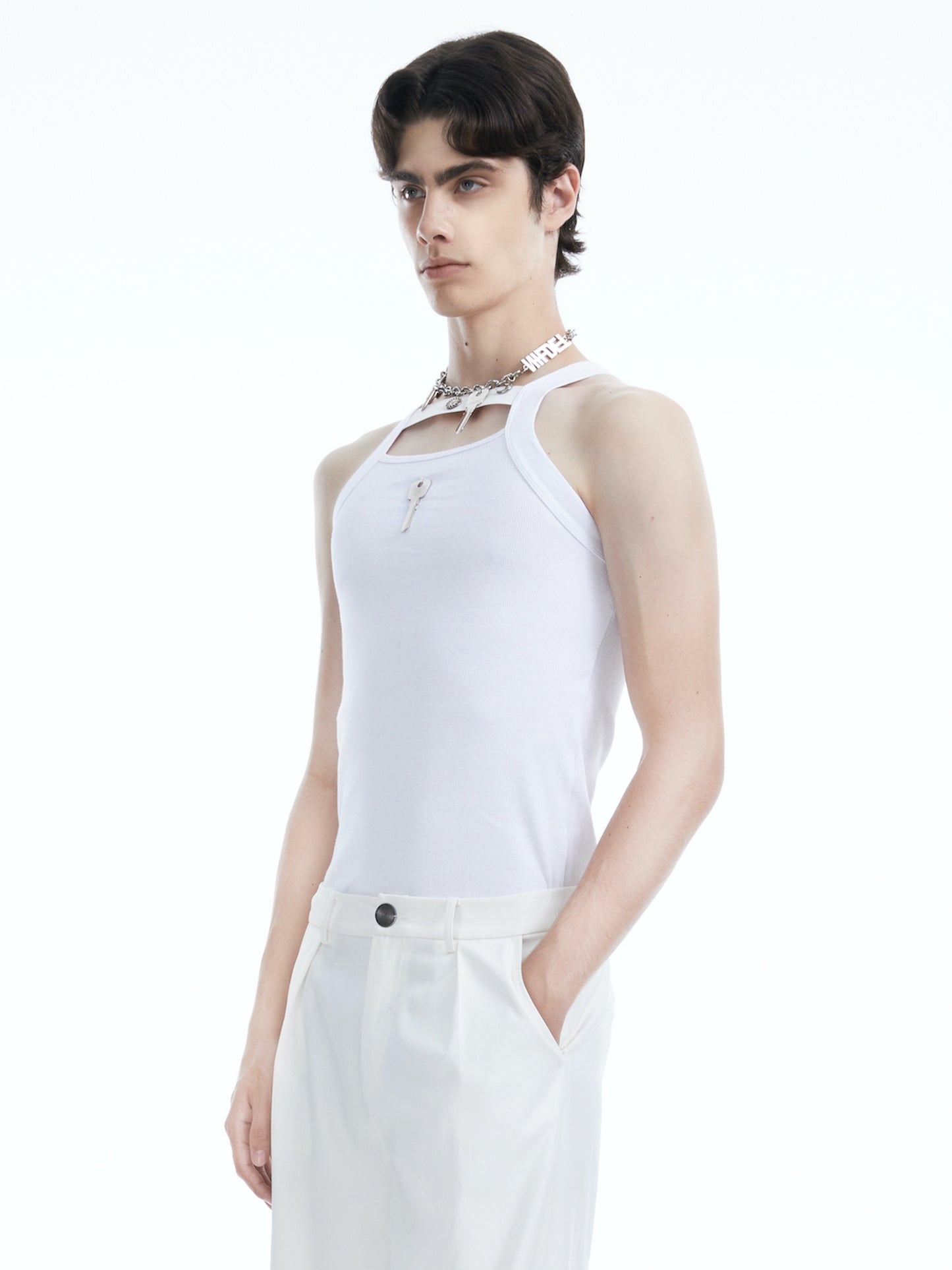 White cut-out vest
