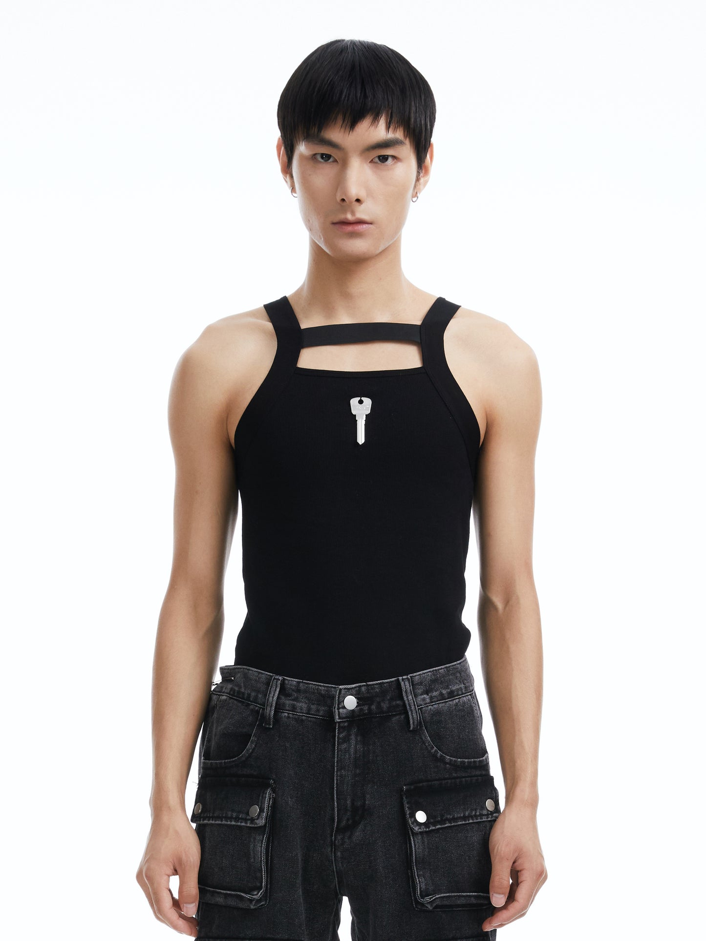 Black cut-out vest