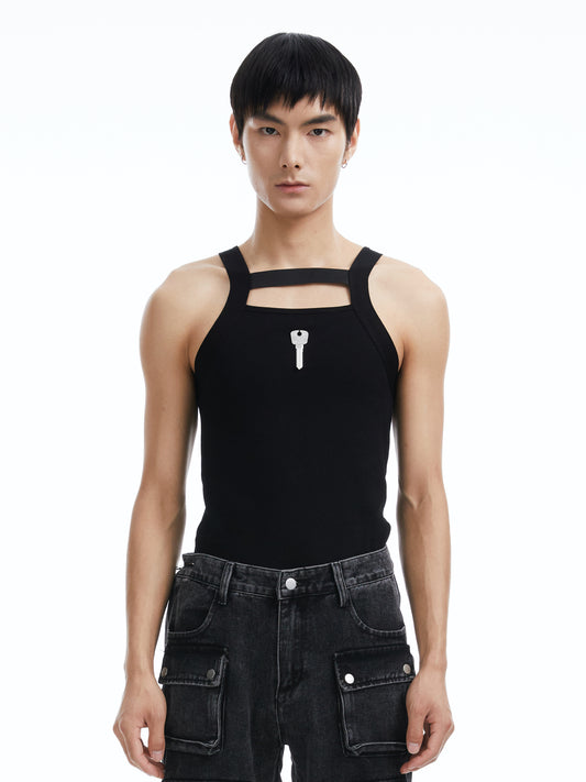 Black cut-out vest