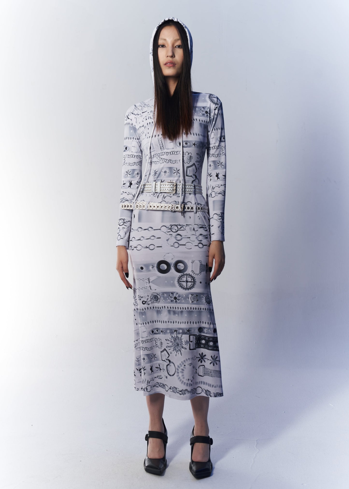 Belt Trompe l'oeil midi dress