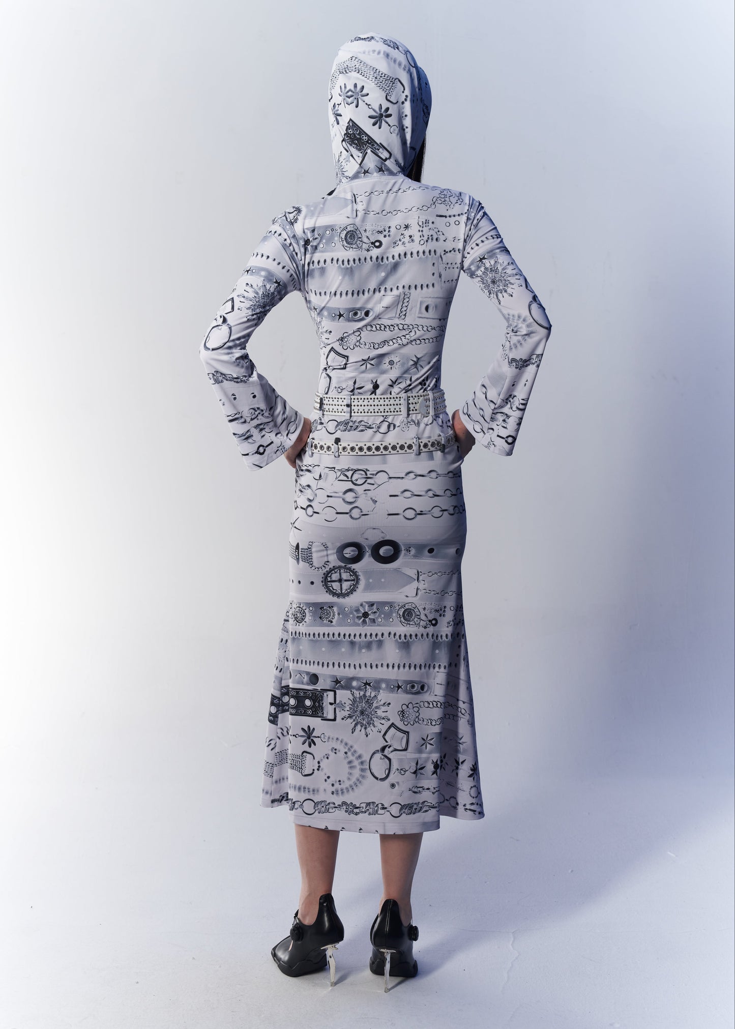 Belt Trompe l'oeil midi dress