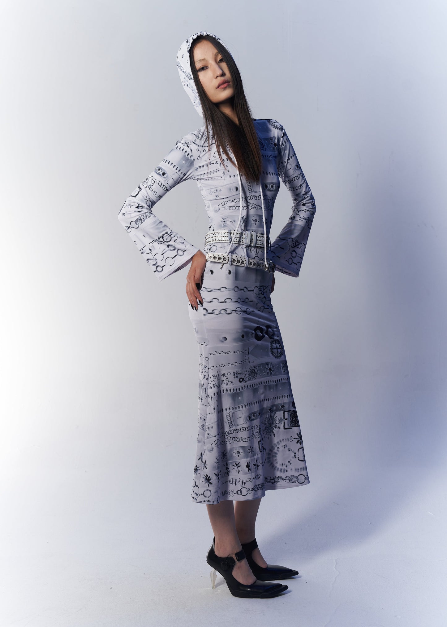 Belt Trompe l'oeil midi dress