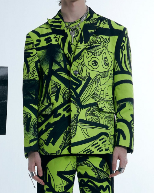 Doodling pattern blazer