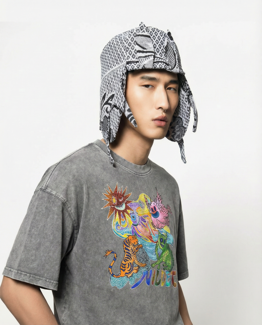 Black and white monster hat