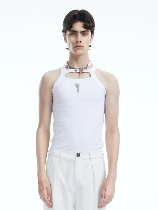 White cut-out vest