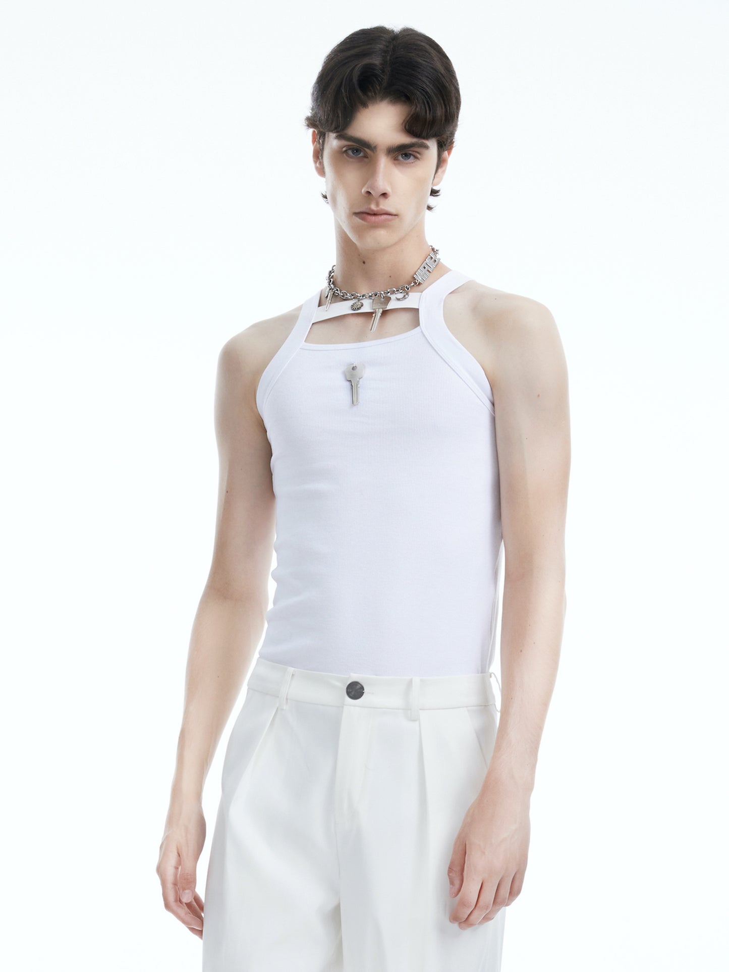 White cut-out vest